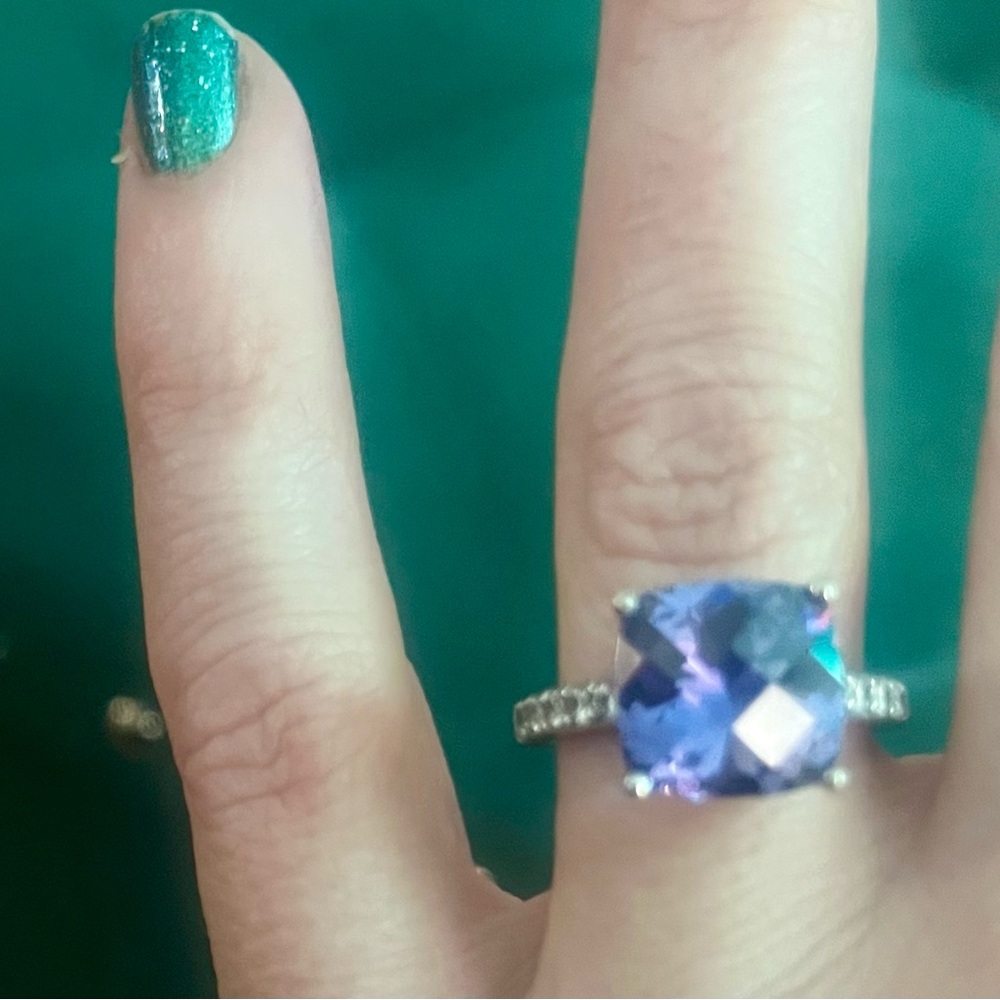 Tacori Elegant Purple Tanzanite Color Cushion Cut Ring